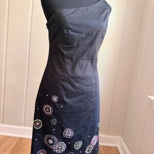 Black asymmetrical one shoulder Y2K dress beadwork